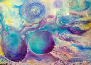 Peinture de chara: Galactique poésie - Méditation - Dessin acrylique,  feutres et encres 
