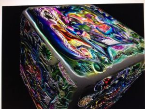 Art_numerique de chara: Le bestiaire et le cube - Mélange dessin et 3D mise en couleur
