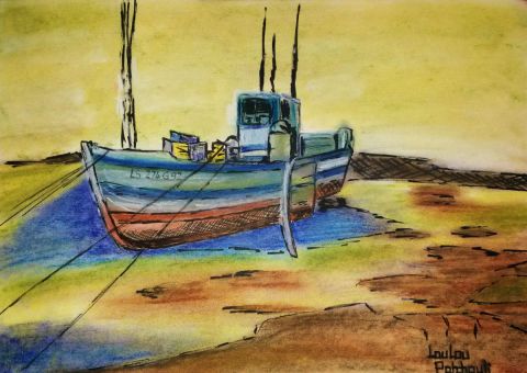 chalutier à marée basse - Peinture - LouLou Patchouli