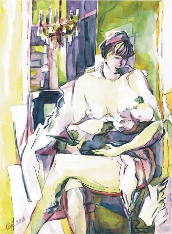 l'allaitement - Peinture - Gerard SERVAIS
