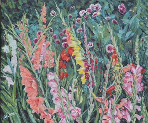 le jardin aux fleurs - Peinture - Gerard SERVAIS