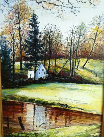 La maison parmi les arbres - Peinture - Francine Texier