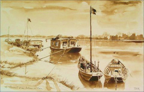 Barques au Thoureil - Peinture - Francine Texier
