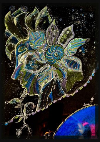 L'artiste chara - Unité - Méditation - Dessin acrylique sur papier noir et pastels tendres et gras L'artiste chara - Unité - Méditation - Dessin acrylique sur papier noir et pastels tendres et gras