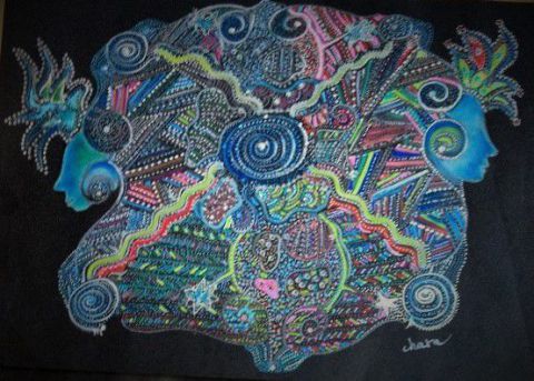 L'artiste chara - Mandala Zen -Dessin acrylique, pastel et feutre sur papier noir L'artiste chara - Mandala Zen -Dessin acrylique, pastel et feutre sur papier noir