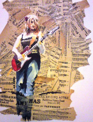 femme à la guitare - Peinture - buzy