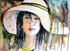 Peinture de Catherine VALETTE: La Dame au chapeau