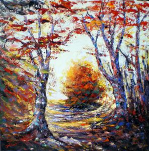 Peinture de francis JALIBERT: Sous bois en automne