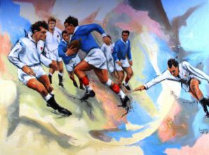 Peinture de Jean-Luc LOPEZ: Nostalgie du rugby d'antan