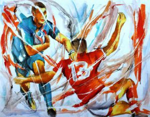 Peinture de Jean-Luc LOPEZ: Rugby en croix