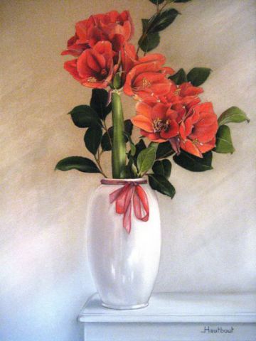Amaryllis rouge - Peinture - Jacqueline HAUTBOUT