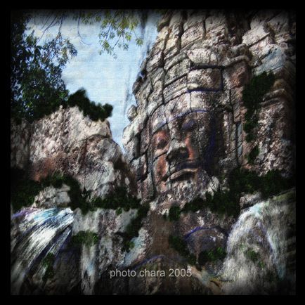 Temple d' Angkor -Statue - Mixte peinture 3D - Photo - chara