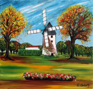 Peinture de Catherine Dutailly: Le petit moulin (Chateauneuf, Vendée)