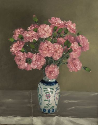Oeillets dans un vase - Peinture - Guy Lorquet