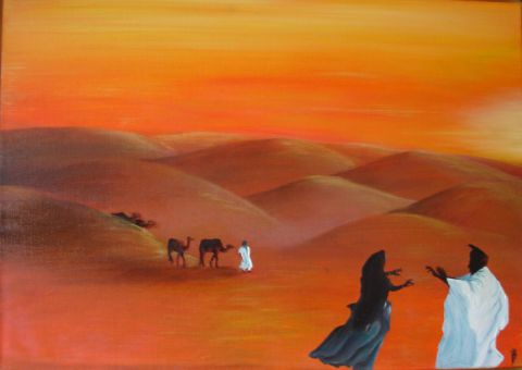 Danse dans le désert - Peinture - Patou