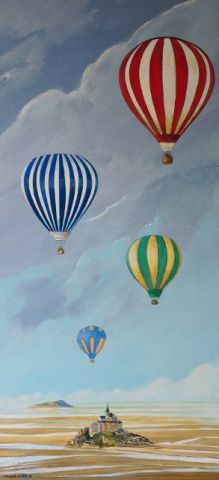 Les Montgolfières et le Mont-Saint-Michel - Peinture - Michel Guillard Les Montgolfières et le Mont-Saint-Michel - Peinture - Michel Guillard