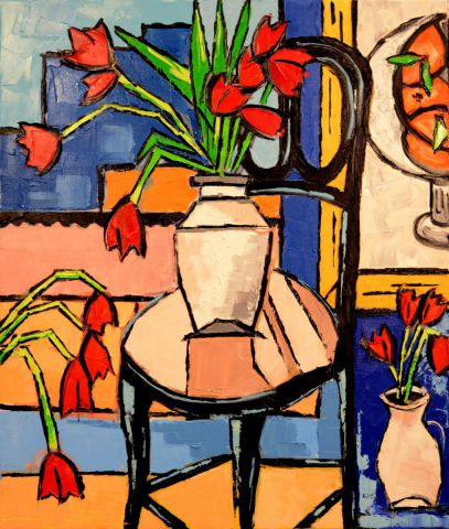 VASE AUX TULIPES - Peinture - JIEL VASE AUX TULIPES - Peinture - JIEL
