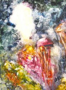 Peinture de chara: Lumière en Mer - Aquarelle sur papier Yupo