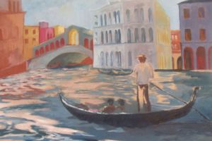 Peinture de Armelle de Segogne: Après-midi au Pont du Rialto