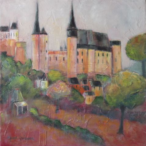 Château rose. Vitré - Peinture - Meryl QUIGUER