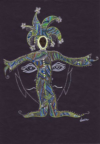 L'artiste chara - Le lutin- Dessin acrylique et pastel sec sur papier noir L'artiste chara - Le lutin- Dessin acrylique et pastel sec sur papier noir