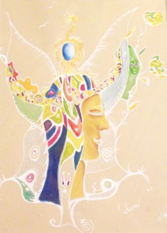 L'artiste chara - Rêveries 2 - Encre et aquarelle sur papier beige
