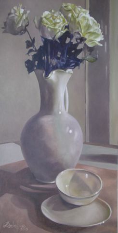 Roses blanches - Peinture - Christian Deloffre