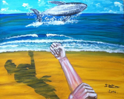 Jonas et la baleine - Peinture - LAFFITTE Jacky