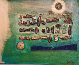 Collage de iridium: menhir et dolmen