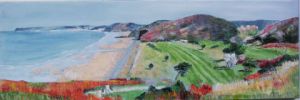 Peinture de Meryl QUIGUER: Golf de Plèneuf-Val-André. vue du 10