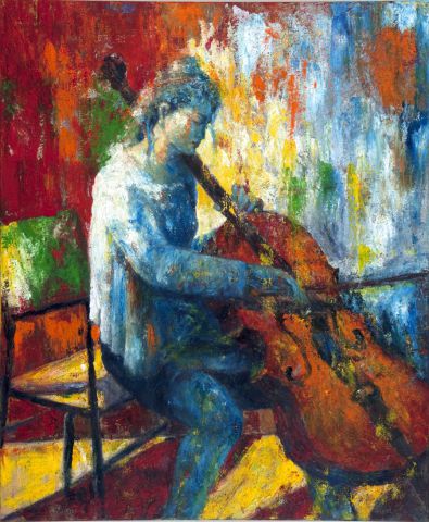  Jeune fille au violoncelle - Peinture - PIERRE BRAULT