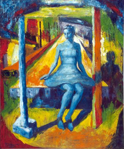 Jeune femme au quai - Peinture - PIERRE BRAULT