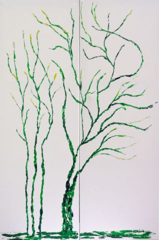 les abres verts - Peinture - Monique De la FREGONNIERE