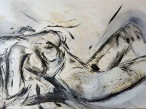 Peinture de Yann RIVRON: Nu femme allongée