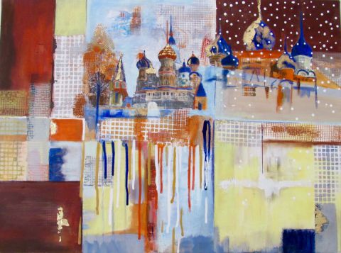 Moscou : Basilique sous la neige - Peinture - MALOU Moscou : Basilique sous la neige - Peinture - MALOU