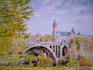 Voir cette oeuvre de Bek Aquarelle: Le Pont Adolphe à Luxembourg - 
