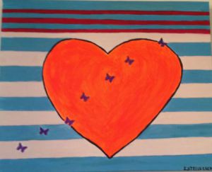Peinture de Estelle DUPAS-CREPIAT: Des papillons dans le coeur 