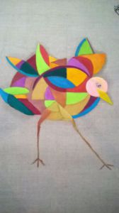 Peinture de clotilde pellegrin: oiseau fantastique