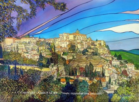 GORDES EN AUTOMNE - Peinture - ALAIN FAURE GORDES EN AUTOMNE - Peinture - ALAIN FAURE