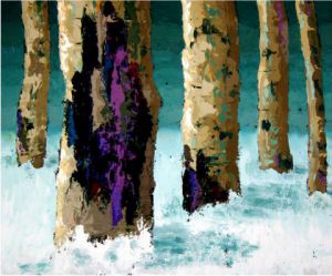 Peinture de attilioradice: arbres.Ciel,neige