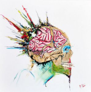 Peinture de LEVI: Cerveau et crâne