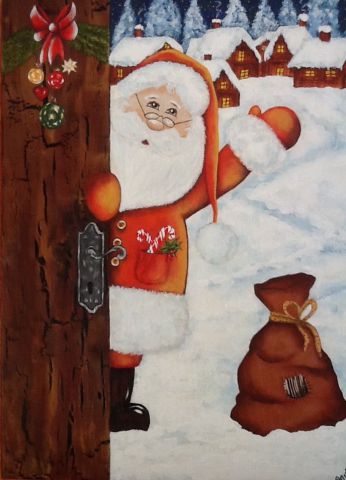 Père Noël arrive - Peinture - Charlotte