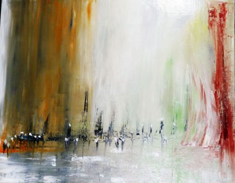 manif sous la pluie - Peinture - Monique Pradoux