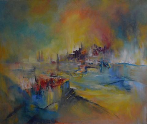 Peinture : le quai - janine chetivet Peinture : le quai - janine chetivet