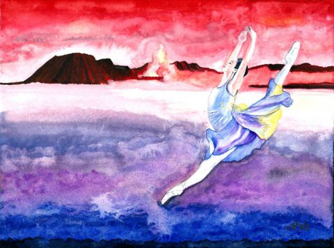 le volcan et la danseuse - Peinture - kirovana
