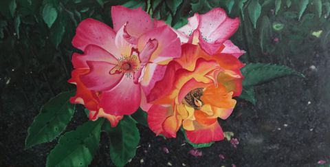 rose sauvagenx2 - Peinture - Dennicodemo