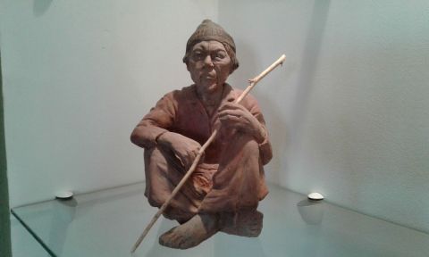 Veil homme asiatique  - Sculpture - Monica