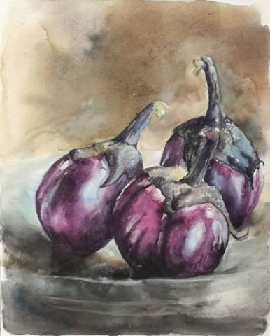 L'artiste sylvie pioli - Trois petites aubergines