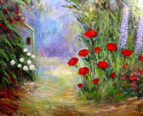 Le Jardin Fleuri de Lise  - Peinture - Normand Calestagne