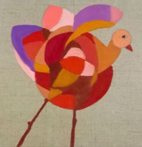 Peinture de clotilde pellegrin: oiseaux fantastiques
